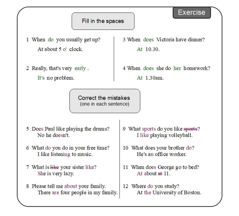 Unit 4 Exercise answer