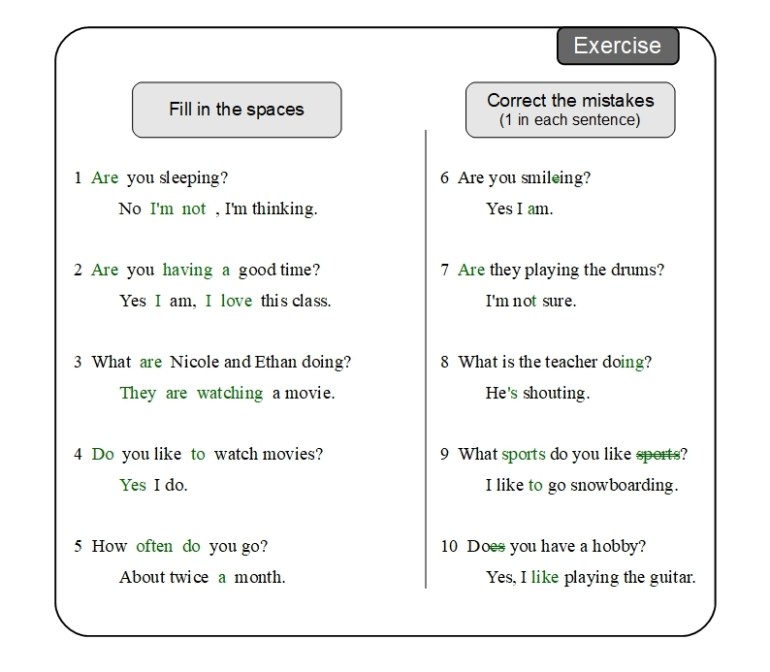 Unit 8 Exercise answer