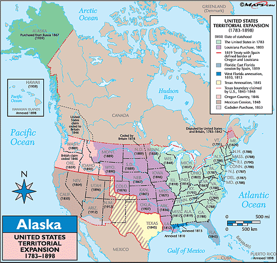 North America map, USA expansion