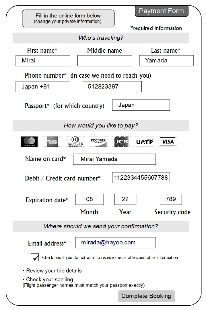 Unit 2 Payment Form answer