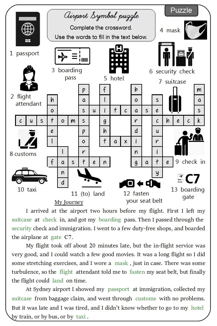 Unit 3 Airport Symbol puzzle